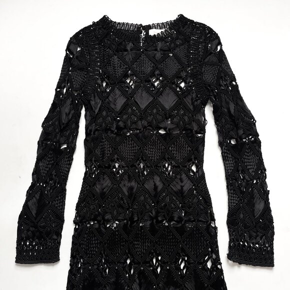 Zimmermann Kaleidoscope Fringed Macrame Dress Black AU 0P US 2P Petite - Picture 6 of 13